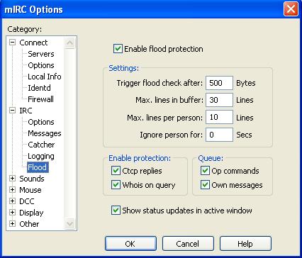 Zabezpieczenie antyfloodowe w mIRCu.