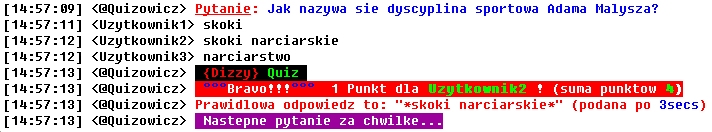 Przykładowy wygląd quizu IRC-owego, typ dizzy.